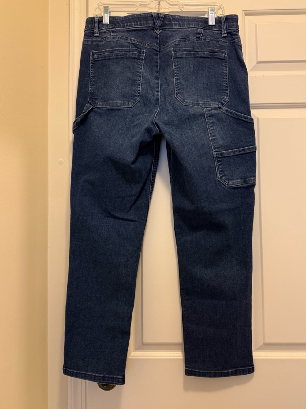 Democracy Ab-Solution Dark Indigo Straight Leg Ankle Length Cargo Jeans Size 12 - Picture 2 of 4